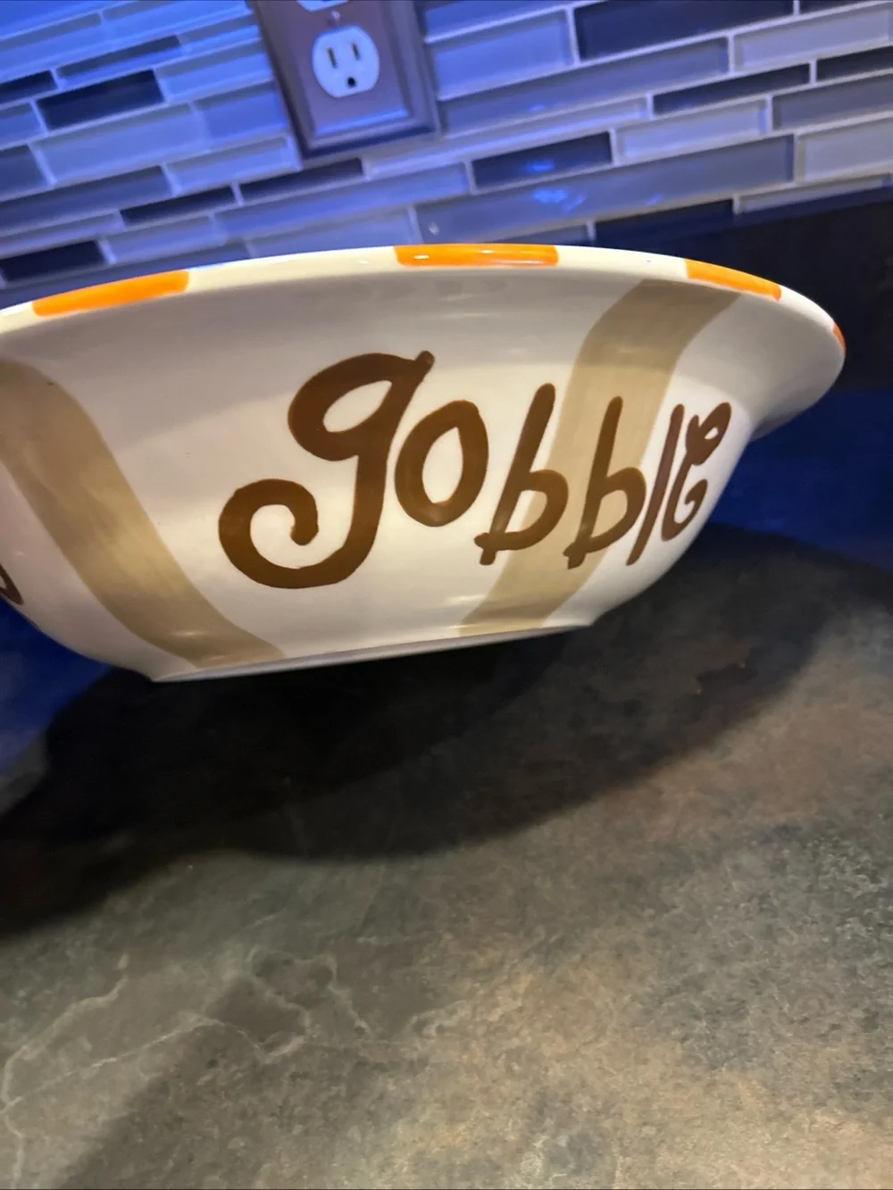 Coton Colors Orange Stripe Turkey Serving Bowl